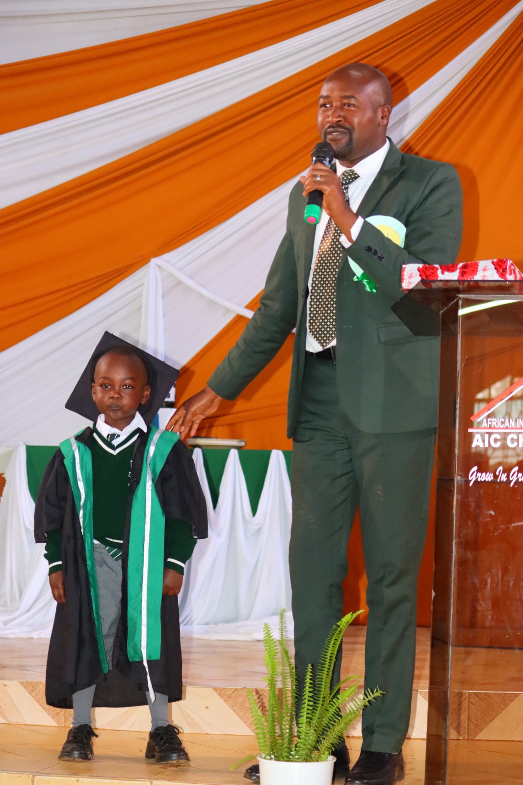 School chaplain with a graduating pupil